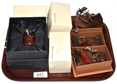 Lot 241 - Four bronze and glass/resin animal figures, original boxes