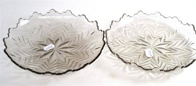 Lot 247 - Pair of late George III cut glass shallow dishes