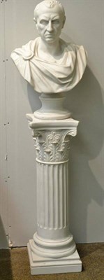 Lot 253 - Composition pedestal and bust of Caesar