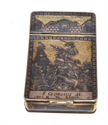 Lot 267 - A Russian niello work snuff box inscribed 'S Georgius M'