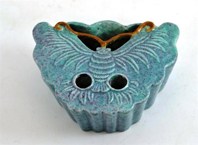 Lot 276 - A Chinese turquoise Robin's egg glaze brush washer as a butterfly