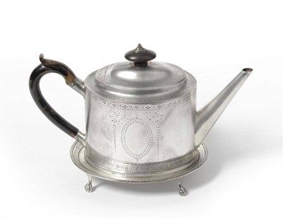 Lot 584 - A George III Silver Teapot and Stand, George Gray overstriking Hester Bateman,  London 1786,...