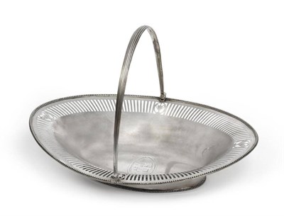 Lot 585 - A George III Silver Bread Basket, maker's mark TC, London 1784, of pale pierced navette form raised