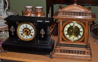 Lot 331 - A slate mantel clock and another clock