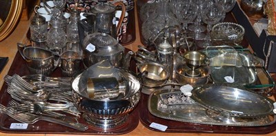 Lot 343 - Assorted items of plate including flatware, tea service, toast rack, cruet stand etc