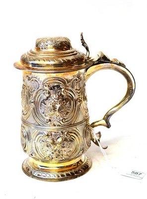 Lot 588 - A George III Silver Tankard, Thomas Whipham, London 1777, of baluster girdled form with scroll...