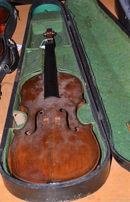 Lot 354 - An English violin, circa 1900, no label, with a 358mm two piece back