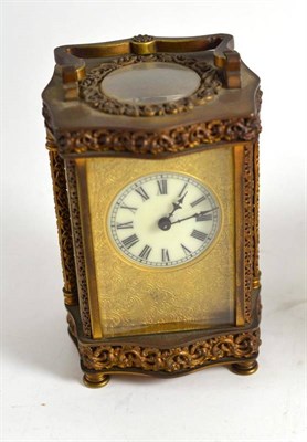 Lot 375 - A gilt brass carriage timepiece