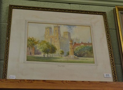 Lot 406 - A watercolour of York Minster signed W Knox and dated 1919