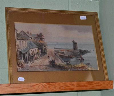 Lot 414 - Watercolour, harbour scene, signed