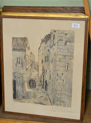 Lot 418 - P.Bayern, nine framed prints depicting French scenes