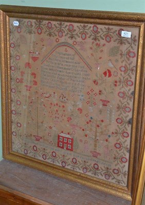 Lot 421 - A 19th century Adam & Eve framed sampler by Sarah Taylor