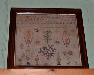 Lot 423 - A rosewood framed sampler dated 1848