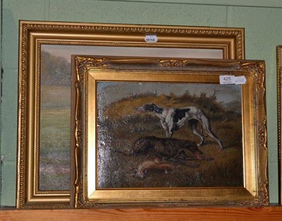 Lot 425 - Framed oil on canvas of a greyhound 'Primley Minx', signed H Crowther 1924 and another of...