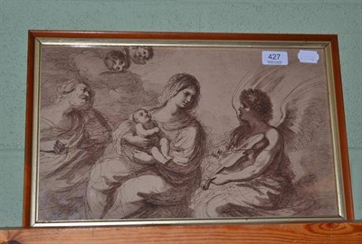 Lot 427 - Bartolozzi after Guercino, The Holy Family, print in brown ink