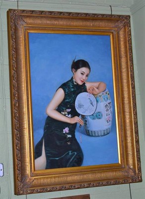 Lot 433 - 20th/21st century, portrait of a Chinese girl, oil on canvas