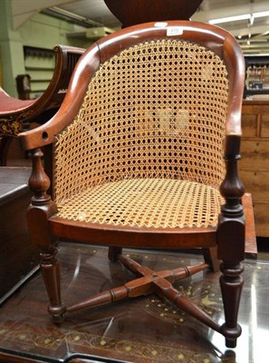 Lot 476 - Child's mahogany chair with caned back and seat