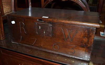 Lot 477 - An 18th century oak bible box initialled R.W. 1763