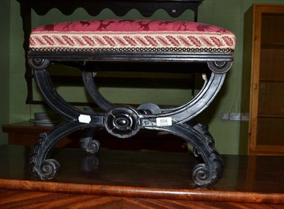 Lot 504 - A 19th century ebonised carved stool with X-stretcher