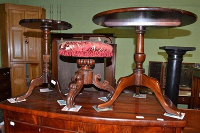 Lot 558 - A Victorian mahogany revolving piano stool and two occasional tables