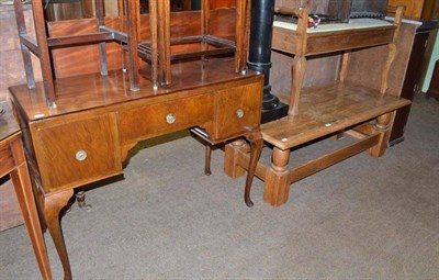 Lot 560 - A duet stool, a dressing table and a modern oak coffee table