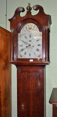 Lot 571 - Oak longcase clock, eight-day, painted dial by Smith of Pittenweem