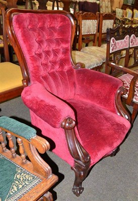 Lot 579 - Victorian red velvet chair