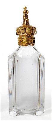 Lot 611 - A French Gold Mounted Crystal Scent Bottle, circa 1870, in original fitted case, with label beneath