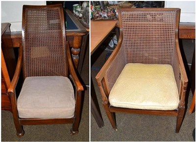 Lot 592 - An Edwardian mahogany caned armchair and another in oak