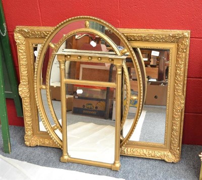 Lot 602 - A decorative modern oval wall mirror, a pier glass style wall mirror and one other