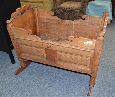 Lot 617 - A 19th century oak rocking cradle