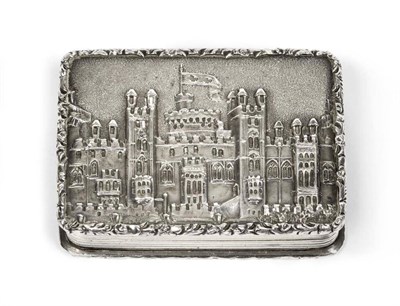 Lot 615 - A Victorian Silver  "Castle Top " Vinaigrette, Nathaniel Mills, Birmingham 1838, of rectangular...