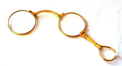 Lot 617 - A Pair of 18ct Gold Folding Spectacles, maker's mark JB, 19th century, the circular lenses...