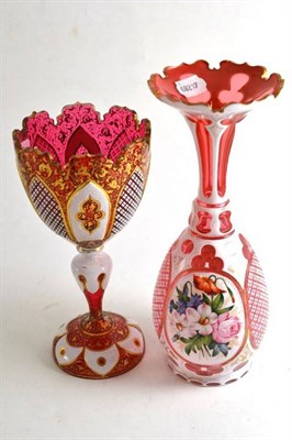 Lot 6 - A Bohemian overlay glass vase and another similar