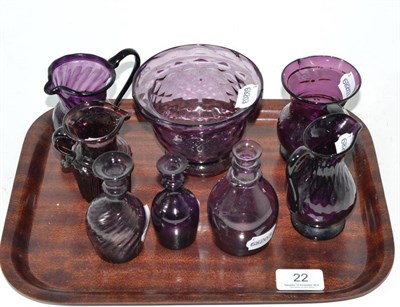Lot 22 - A collection of eight amethyst glasses