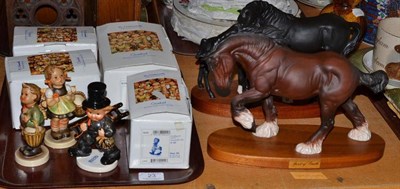 Lot 23 - Seven Goebel pottery figures including four with original boxes and two Royal Doulton horse...