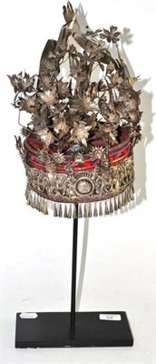 Lot 25 - Anglo-Chinese white metal mounted ceremonial hat