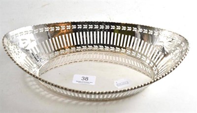 Lot 38 - A pierced silver basket of navette form, Chester 1918