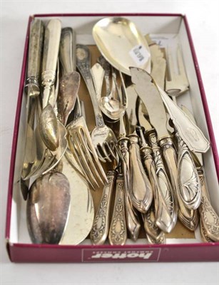 Lot 79 - A collection of Russian and Latvian silver and white metal including assorted serving spoons