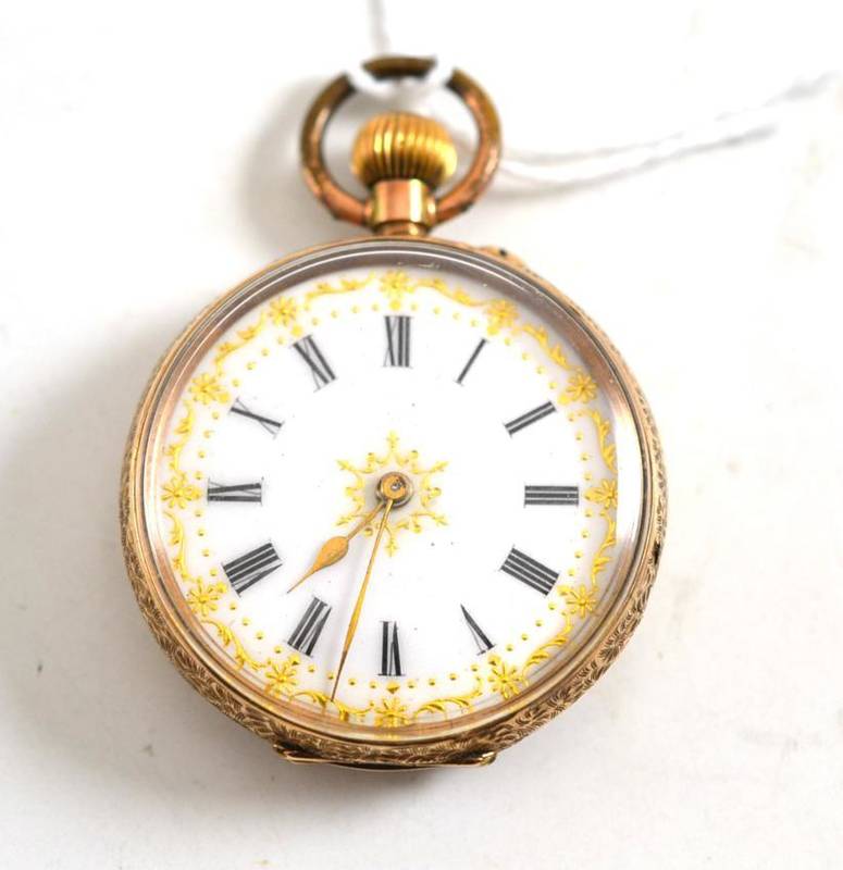 Lot 80 - A lady's fob watch, case stamped '9K'