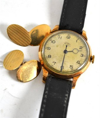 Lot 109 - A gentleman's wristwatch and a pair of 9ct gold cufflinks