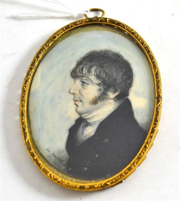 Lot 111 - *** De Carne, late 18th century, portrait of a gentleman, bust length, in profile jabot, oval...