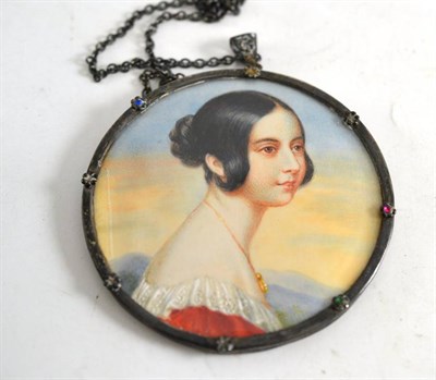 Lot 113 - Framed portrait miniature of a young lady