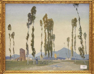 Lot 638 - Freda Marston RBA, ROI, RBC (1895-1949) An Italian sunlit landscape with a girl and turkey fowl...