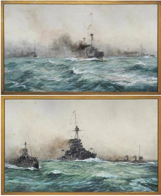 Lot 640 - William Minshall Birchall (1884-1941) "The Flagship - HMS Iron Duke " "Units of the King's...