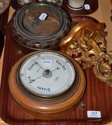 Lot 157 - An aneroid barometer signed Archer & Sons, Liverpool, barometer case and a gilt wood wall bracket