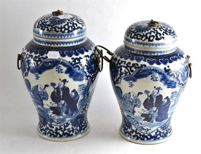 Lot 182 - Pair of Chinese blue and white vases