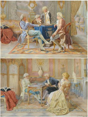 Lot 645 - Professor  Guiseppe Ballesio (19th/20th century) "A Game of Chess " "Checkmate " Each signed...