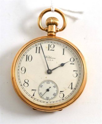 Lot 230 - A 9ct gold Waltham pocket watch