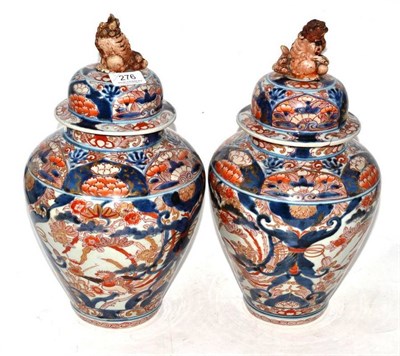 Lot 276 - Pair of Imari covered vases